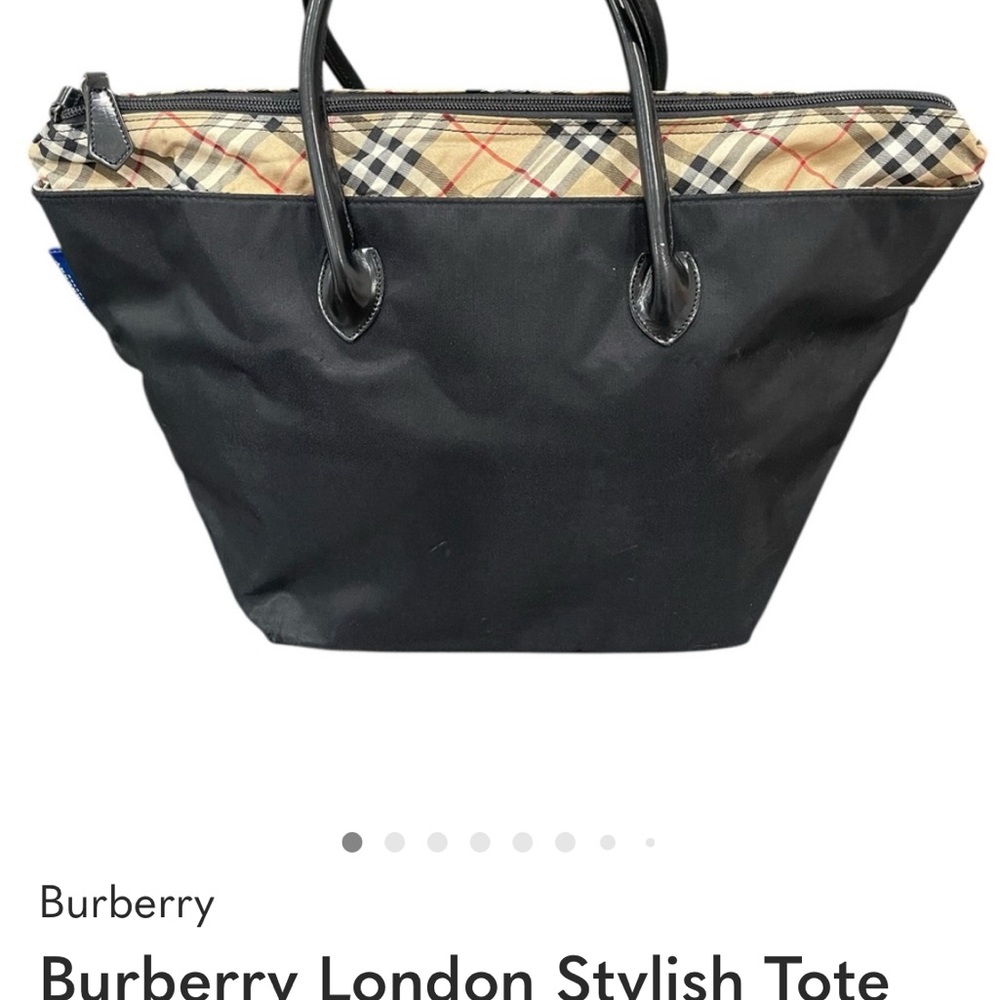 Burberry Black Nylon Tote with Classic Check Accent excellent condition